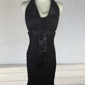 Y2K black halter dress